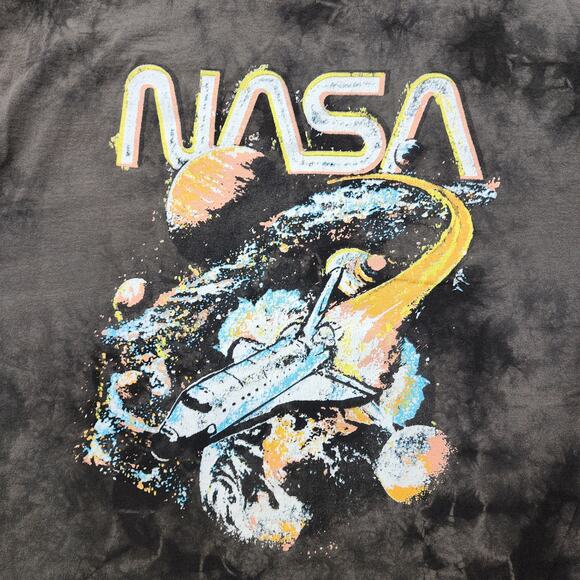 Fifth Sun Shirt Mens S Gray Tie Dye Crew Neck Nasa Graphic Tee Long Sleeves - Picture 2 of 7